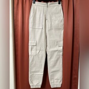NWT Fashion Nova Faux Leather Khaki Cargo Zip Front Jogger Pants Womens S